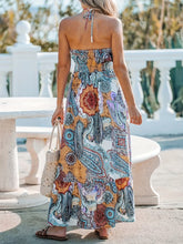 Printed Halter Neck Maxi Dress OutfitFlow